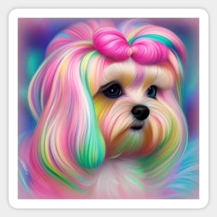 White Maltese Girl Dog Sticker